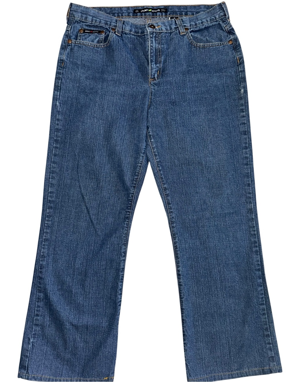 DKNY Jeans Women’s Size 14 Blue Straight Leg Mid Rise Denim Jeans Classic Stretc